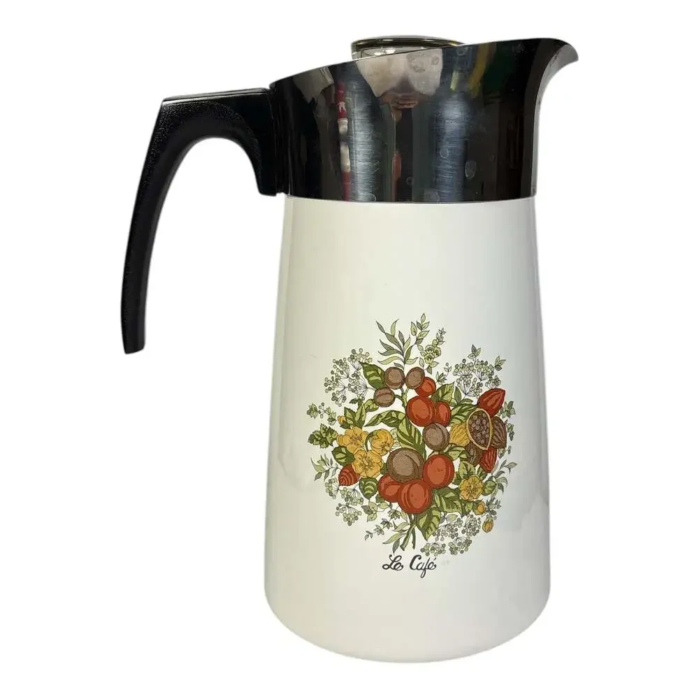Vintage Corning Ware Spice of Life 10 Cup Stove Percolator Coffee Pot Complete